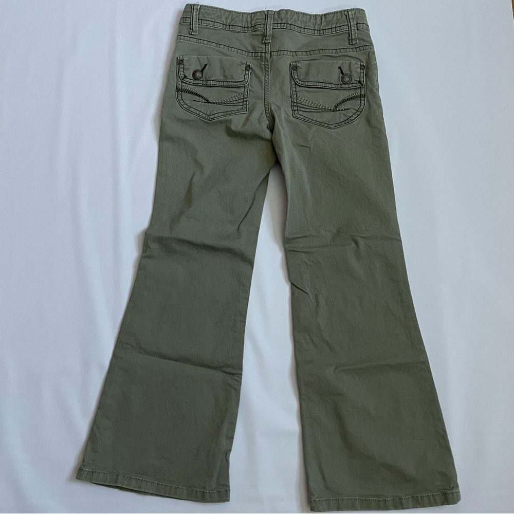 Faded Glory Girls Olive Green Flare Pants - Size 7 - Adjustable Waist - Picture 2 of 14